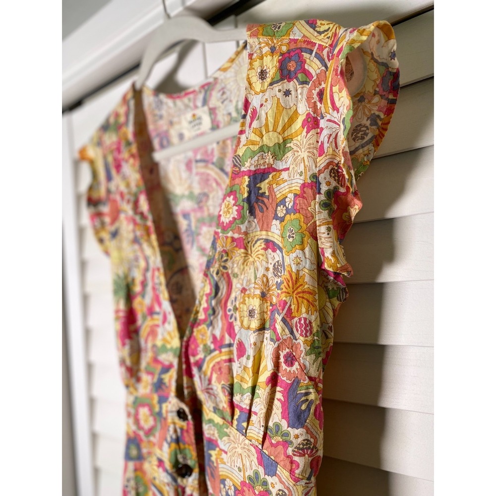Marine Layer Romper Womens Palm Tree Tropical Camila Vacation | Sz XL - Picture 3 of 6